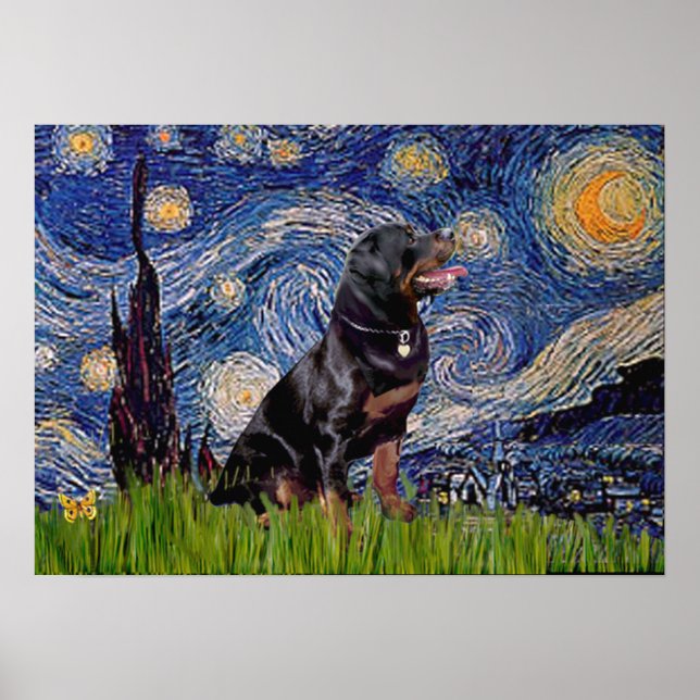 Starry Night - Rottweiler (#6) Poster (Framsidan)