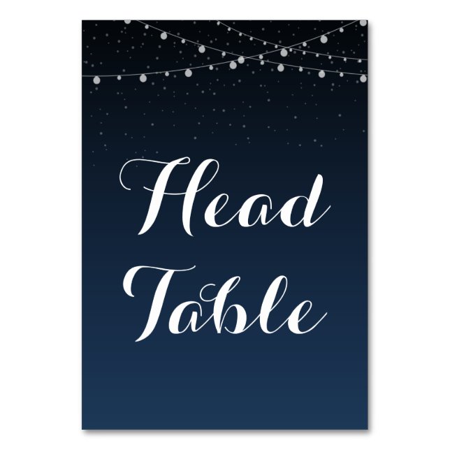Starry Night Rustic Bröllop Head Bord-tecken Bordsnummer (Baksidan)