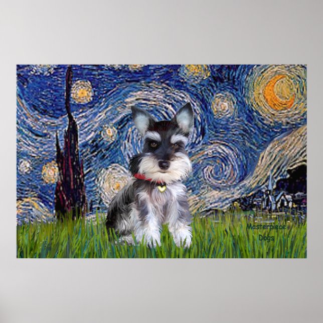 Starry Night - Schnauzer Puppy #10 Poster (Framsidan)