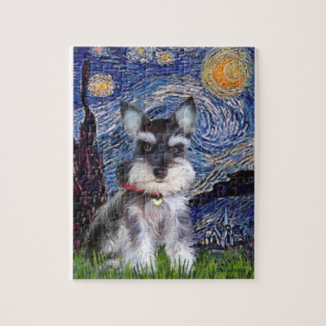 Starry Night - Schnauzer Puppy #10 Pussel (Vertikal)