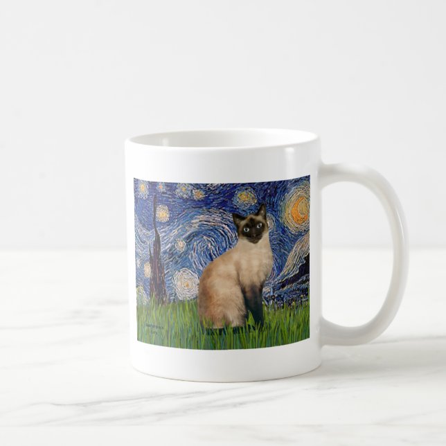 Starry Night - Seal Point Siamese cat Kaffemugg (Höger)
