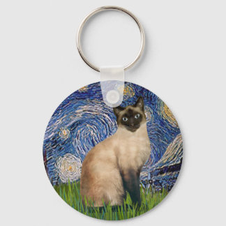 Starry Night - Seal Point Siamese cat Nyckelring
