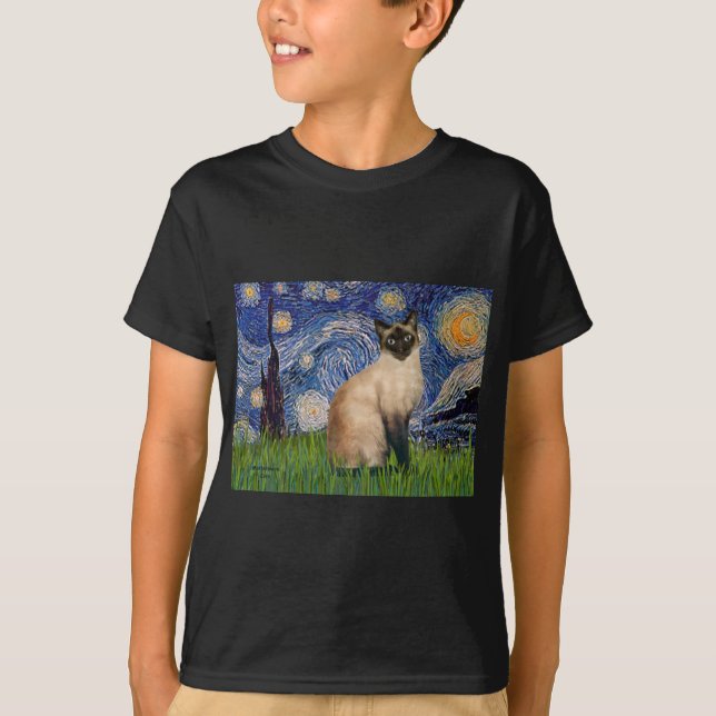 Starry Night - Seal Point Siamese cat Tee (Framsida)