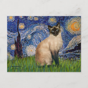 Starry Night - Seal Point Siamese cat Vykort