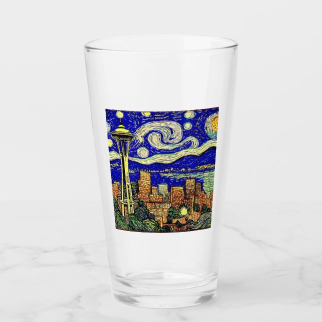 Starry Night Seattle Washington Glaskopp (Framsida)