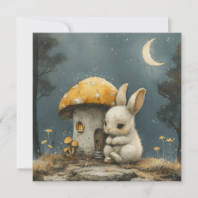 Starry Night Secrets: ✨ Bunnies Dream ❄️ Digital Julkort (Framsida)