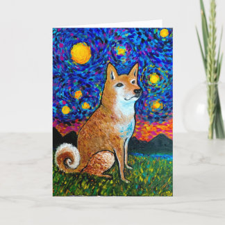 Starry Night Shiba Inu Card<Blank Inside> Inbjudan
