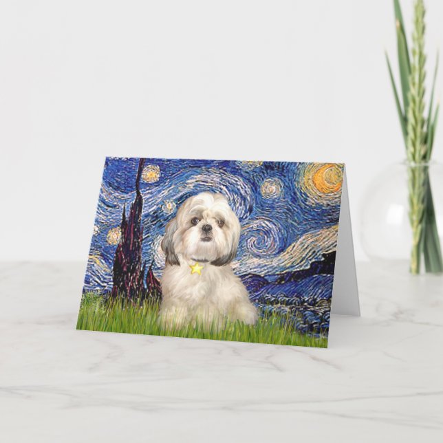 Starry Night - Shih Tzu (Y) Kort (Framsida)