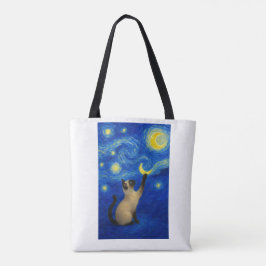Starry Night Siamese Cat Moon Tygkasse