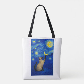 Starry Night Siamese Cat Moon  Tygkasse