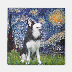 Starry Night - Siberian husky #1 Magnet