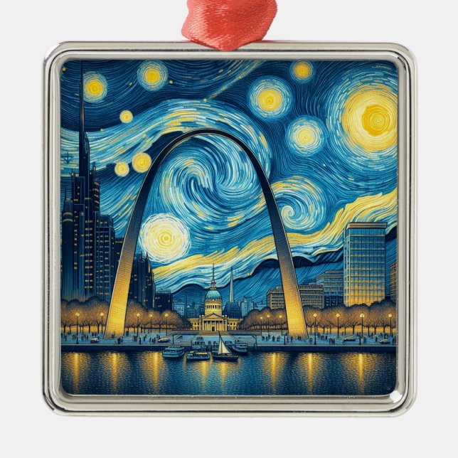Starry Night St. Louis Missouri Julgransprydnad Metall (Framsidan)