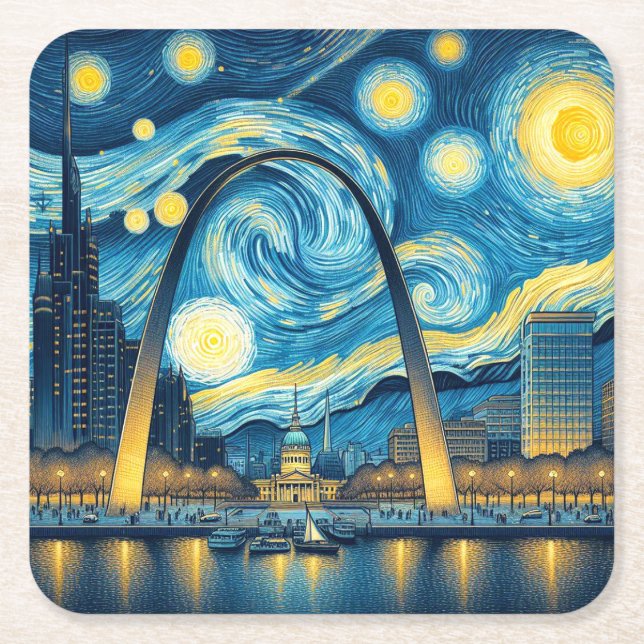 Starry Night St. Louis Missouri Underlägg Papper Kvadrat (Framsidan)