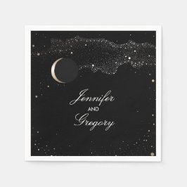 Starry Night Stars Black och Guld Bröllop Pappersservett