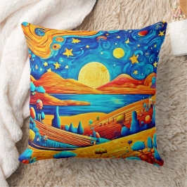 Starry Night Surrealism Tecknad Art Kudde