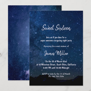 Starry Night Sweet sixteen Boys nattinbjudan Inbjudningar