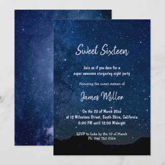 Starry Night Sweet sixteen Boys nattinbjudan Inbjudningar