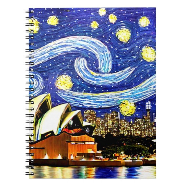 Starry Night Sydney Australia Opera House Anteckningsbok (Framsidan)