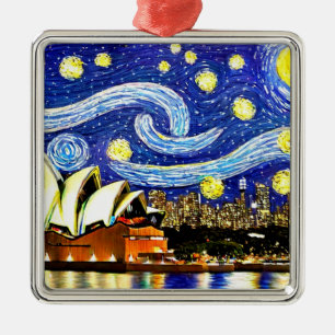 Starry Night Sydney Australia Opera House Julgransprydnad Metall