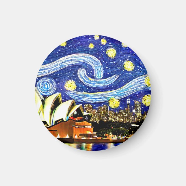 Starry Night Sydney Australia Opera House Magnet (Framsidan)