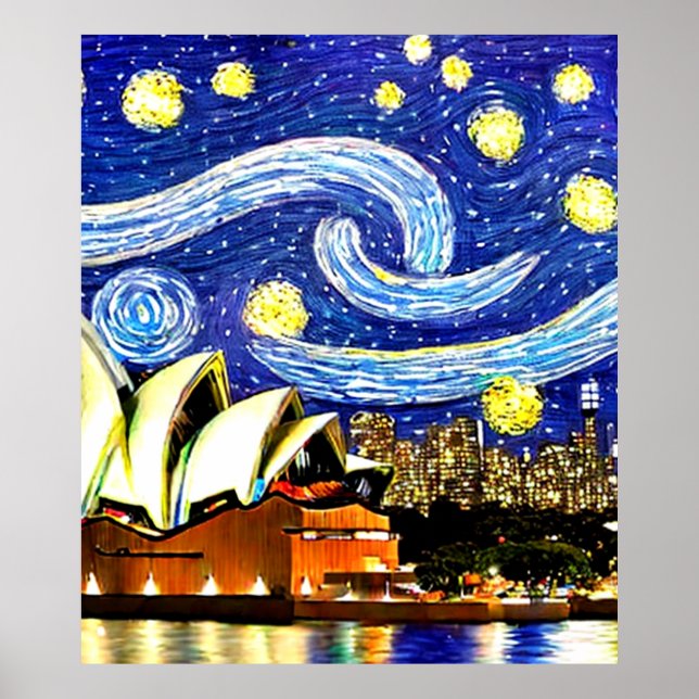 Starry Night Sydney Australia Opera House Poster (Framsidan)