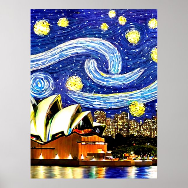 Starry Night Sydney Australia Opera House Poster (Framsidan)