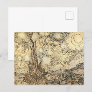 Starry Night Teckning av Vincent van Gogh Vykort