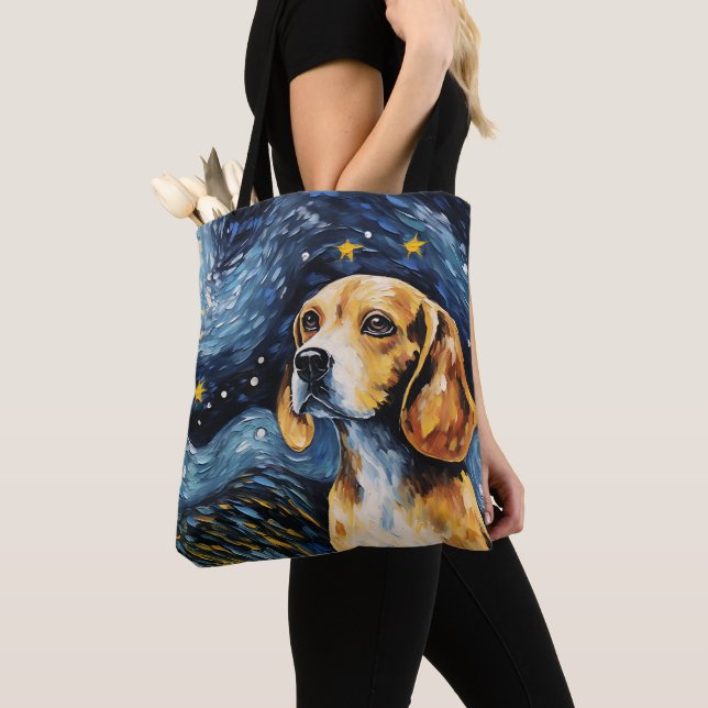 STARRY NIGHT THEMED BEAGLE HUND TYGKASSE (Närbild)