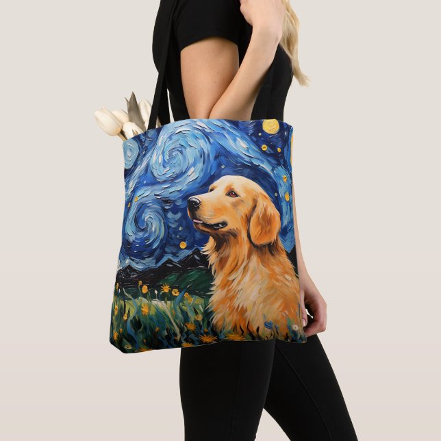 STARRY NIGHT THEMED GOLDEN RETRIEVER HUND TYGKASSE (Närbild)