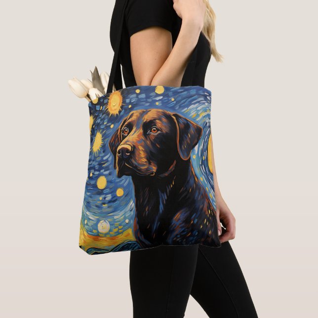 STARRY NIGHT THEMED LABRADOR RETRIEVER HUND TYGKASSE (Närbild)
