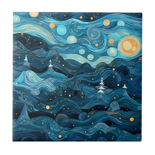Starry Night Tile Kakelplatta (Framsidan)