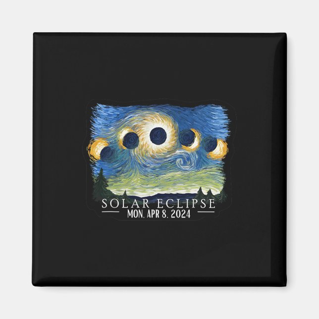 Starry Night Total Solar Eclipse 2024 American Tot Magnet (Framsidan)