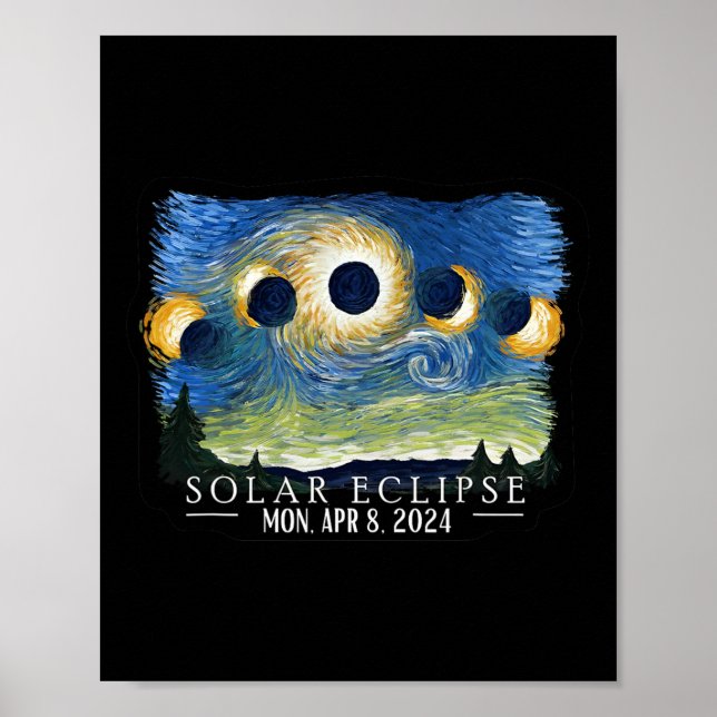 Starry Night Total Solar Eclipse 2024 American Tot Poster (Framsidan)