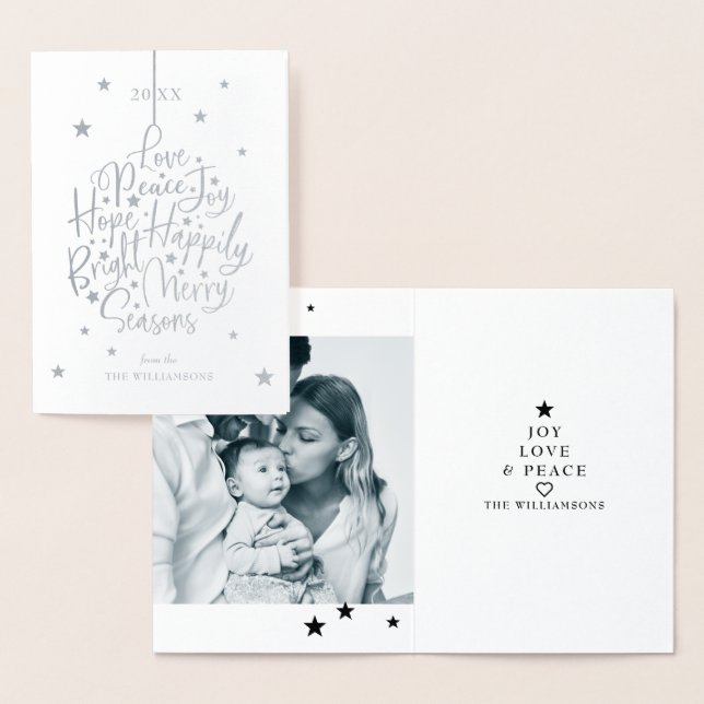 Starry Night Typography Ornament jul Photo Folierat Kort (Display)