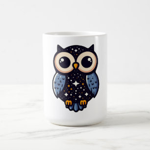 Starry Night Uggla Art - whimsisk, nattlig, stjärn Kaffemugg