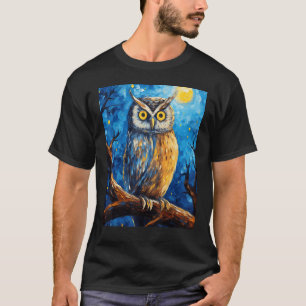 Starry Night Uggla van Gogh Painting T Shirt