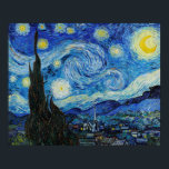 Starry Night Van Gogh Art Print Poster<br><div class="desc">Ikonen 1889 av Vincent van Gogh visar en scen som är baserad på synen från hans sovrum i den asyl han bodde i. Det användor blåfärgpigment av rik och tämligen sällsynt pigment av indisk Gult. Förvånansvärt nog var han inte särskilt förtjust i det. Se till att du väljer den pappra...</div>
