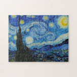 Starry Night Van Gogh Art Print Pussel<br><div class="desc">Ikonen 1889 av Vincent van Gogh visar en scen som är baserad på synen från hans sovrum i den asyl han bodde i. Det användor blåfärgpigment av rik och tämligen sällsynt pigment av indisk Gult. Förvånansvärt nog var han inte särskilt förtjust i det. När du har pikat ihop pusslet kan...</div>