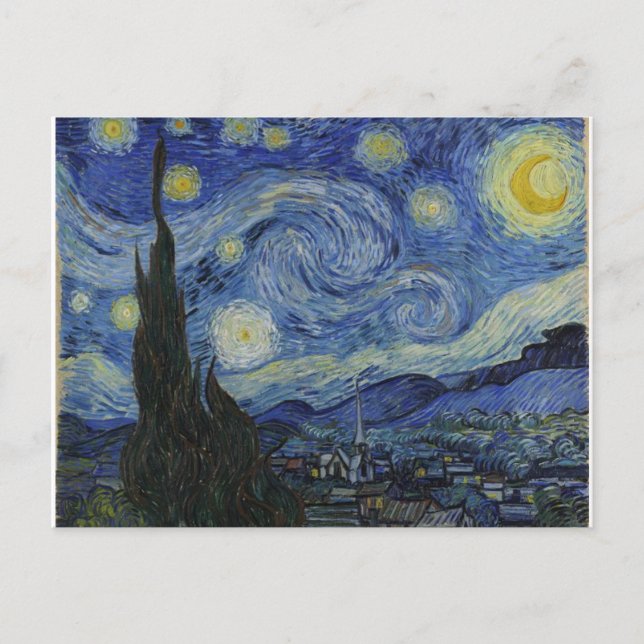 Starry Night, Van Gogh Berömd Painting Helg Vykort (Framsida)