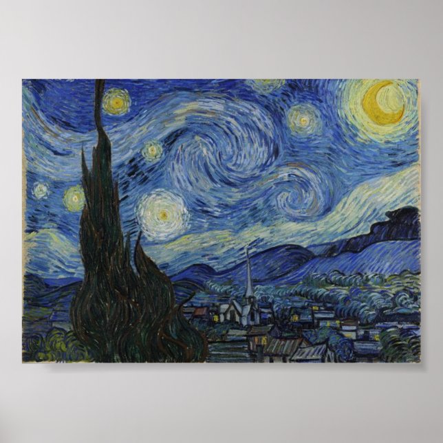 Starry Night, Van Gogh Berömd Painting Poster (Framsidan)