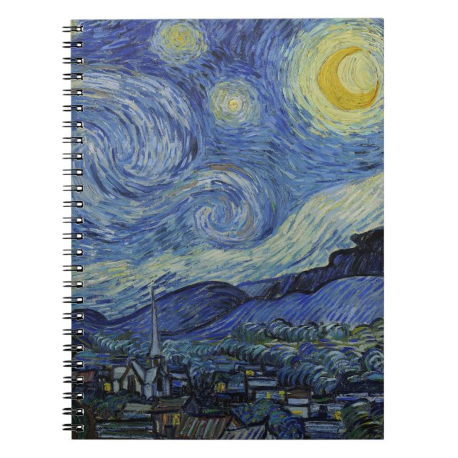 Starry Night & Van Gogh /berömd vintage art Anteckningsbok (Framsidan)