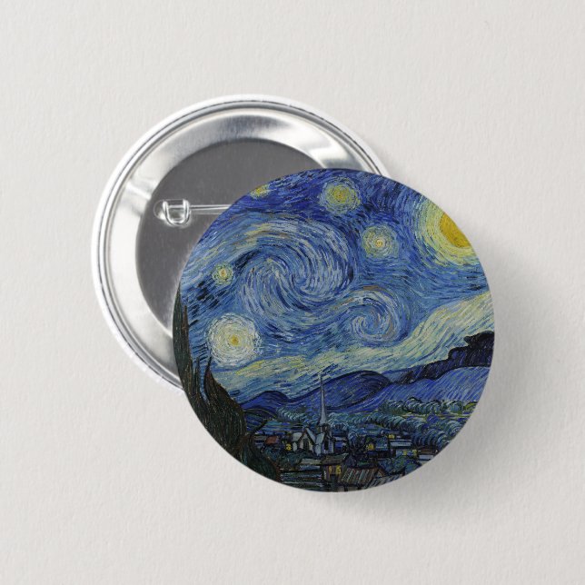 Starry Night & Van Gogh /berömd vintage art Knapp (Framsida & baksida)