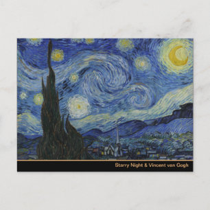 Starry Night & Van Gogh /berömd vintage art Vykort