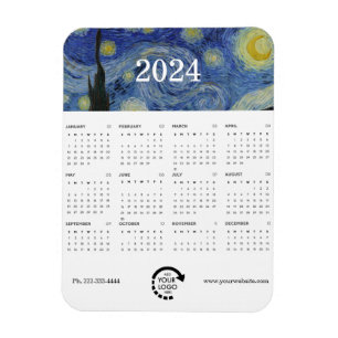 Starry Night Van Gogh Business Logotyp 2024 Calend Magnet