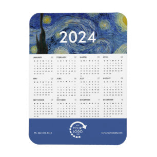 Starry Night Van Gogh Business Logotyp 2024 Calend Magnet