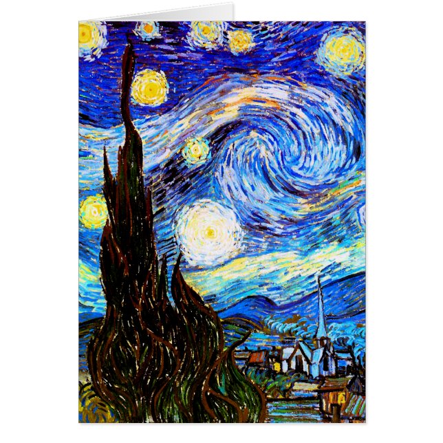 Starry Night Van Gogh Fine Art Hälsningskort (Framsidan)