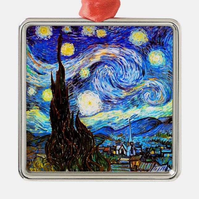 Starry Night Van Gogh Fine Art Julgransprydnad Metall (Framsidan)