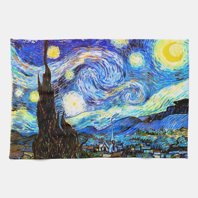 Starry Night Van Gogh Fine Art Kökshandduk (Horisontell)
