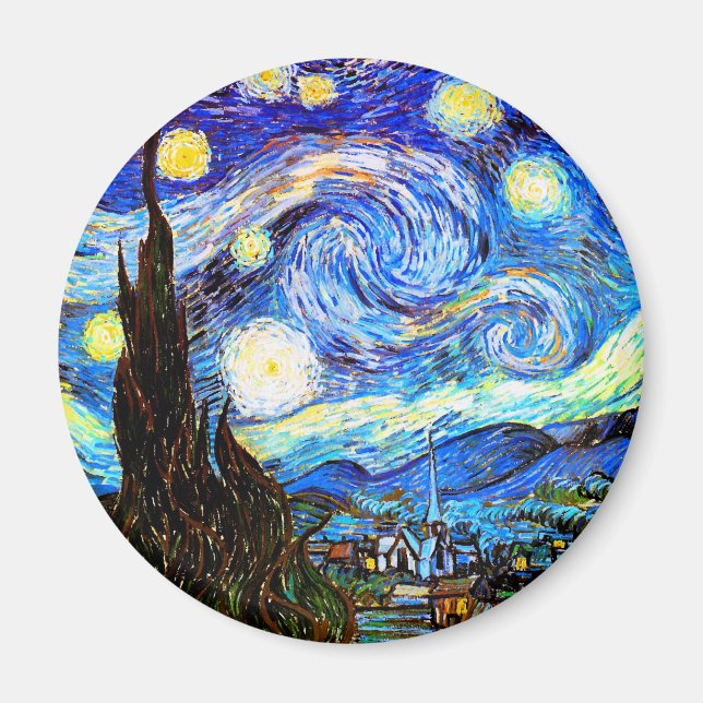 Starry Night Van Gogh Fine Art Magnet (Framsidan)
