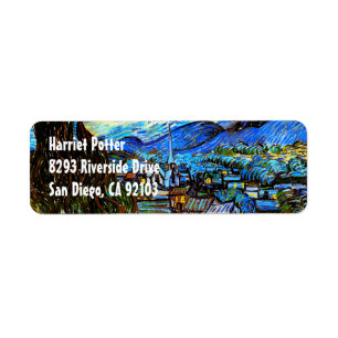 Starry Night Van Gogh Fine Art Returadress Etikett